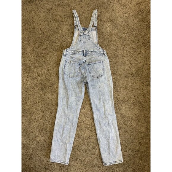 OLD NAVY Denim Acid Wash Overalls Straight Leg Workwear Y2K 90s Retro Casual 6 - Picture 3 of 12